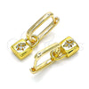 Argolla Huggie 02.368.0025.10 Oro Laminado, Diseño de Candado y Trébol de Cuatro Hojas, con Blanca Zirconia Cubica, Pulido, Tono Dorado
