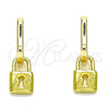 Argolla Huggie 02.368.0028.10 Oro Laminado, Diseño de Candado, Pulido, Tono Dorado