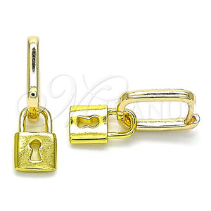 Argolla Huggie 02.368.0028.10 Oro Laminado, Diseño de Candado, Pulido, Tono Dorado