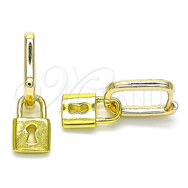 Argolla Huggie 02.368.0028.10 Oro Laminado, Diseño de Candado, Pulido, Tono Dorado