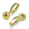 Argolla Huggie 02.368.0038.1.15 Oro Laminado, Diseño de Ojo Griego, con Rubi Zirconia Cubica, Pulido, Tono Dorado