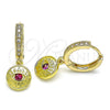 Argolla Huggie 02.368.0038.1.15 Oro Laminado, Diseño de Ojo Griego, con Rubi Zirconia Cubica, Pulido, Tono Dorado