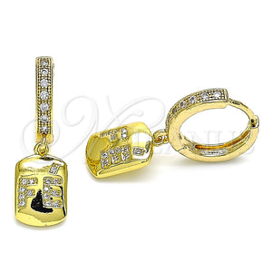 Argolla Huggie 02.368.0043.15 Oro Laminado, Diseño de Amor, con Blanca Micro Pave, Pulido, Tono Dorado