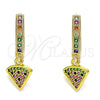 Argolla Huggie 02.368.0047.15 Oro Laminado, Diseño de Sandia, con Multicolor Micro Pave, Pulido, Tono Dorado