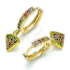 Argolla Huggie 02.368.0047.15 Oro Laminado, Diseño de Sandia, con Multicolor Micro Pave, Pulido, Tono Dorado