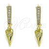 Argolla Huggie 02.368.0058.15 Oro Laminado, Diseño de Corazón y Ojo Griego, con Blanca Micro Pave, Pulido, Tono Dorado