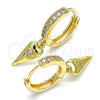 Argolla Huggie 02.368.0058.15 Oro Laminado, Diseño de Corazón y Ojo Griego, con Blanca Micro Pave, Pulido, Tono Dorado