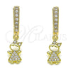 Argolla Huggie 02.368.0072.15 Oro Laminado, Diseño de Niñita Pequeña, con Blanca Micro Pave, Pulido, Tono Dorado