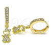 Argolla Huggie 02.368.0072.15 Oro Laminado, Diseño de Niñita Pequeña, con Blanca Micro Pave, Pulido, Tono Dorado