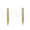 Argolla Huggie 02.341.0084.17 Oro Laminado, Diseño de Mano de Dios, con Blanca Micro Pave, Pulido, Tono Dorado