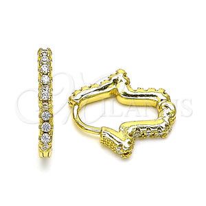 Argolla Huggie 02.341.0084.17 Oro Laminado, Diseño de Mano de Dios, con Blanca Micro Pave, Pulido, Tono Dorado