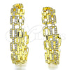 Arete Dormilona 02.341.0090 Oro Laminado, Diseño de Paperclip, con Blanca Micro Pave, Pulido, Tono Dorado