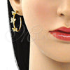 Arete Dormilona 02.341.0091 Oro Laminado, Diseño de Mariposa, con Blanca Micro Pave, Pulido, Tono Dorado