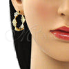 Arete Dormilona 02.341.0094 Oro Laminado, Diseño de Mano de Dios, con Blanca Micro Pave, Pulido, Tono Dorado