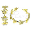 Arete Dormilona 02.341.0096 Oro Laminado, Diseño de Mariposa, con Blanca Micro Pave, Pulido, Tono Dorado