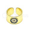 Anillo Multi Piedra 01.341.0033 Oro Laminado, Diseño de Ojo Griego, con Topacio Azul and Blanca Micro Pave, Pulido, Tono Dorado (One size fits all)