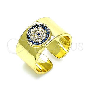 Anillo Multi Piedra 01.341.0033 Oro Laminado, Diseño de Ojo Griego, con Topacio Azul and Blanca Micro Pave, Pulido, Tono Dorado (One size fits all)