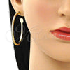 Arete Dormilona 02.156.0536 Oro Laminado, Diseño de Flecha, con Blanca Micro Pave, Pulido, Tono Dorado