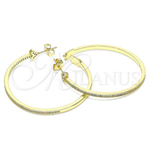 Arete Dormilona 02.156.0536 Oro Laminado, Diseño de Flecha, con Blanca Micro Pave, Pulido, Tono Dorado
