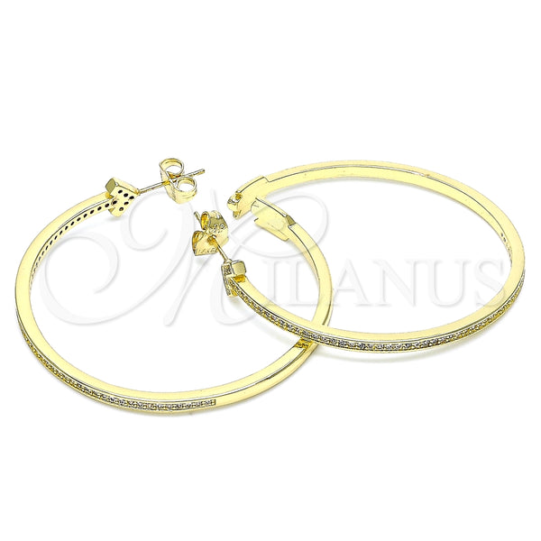 Arete Dormilona 02.156.0536 Oro Laminado, Diseño de Flecha, con Blanca Micro Pave, Pulido, Tono Dorado