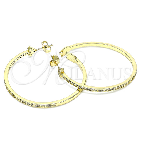 Arete Dormilona 02.156.0536 Oro Laminado, Diseño de Flecha, con Blanca Micro Pave, Pulido, Tono Dorado