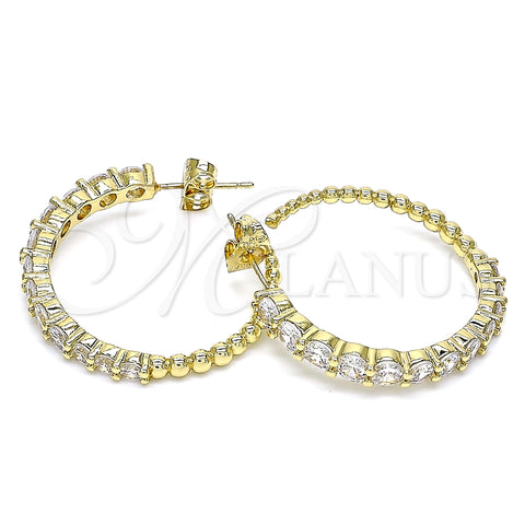 Arete Dormilona 02.156.0537 Oro Laminado, con Zirconia Cubica Blanca, Pulido, Tono Dorado