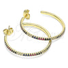 Arete Dormilona 02.156.0539 Oro Laminado, con Multicolor Micro Pave, Pulido, Tono Dorado