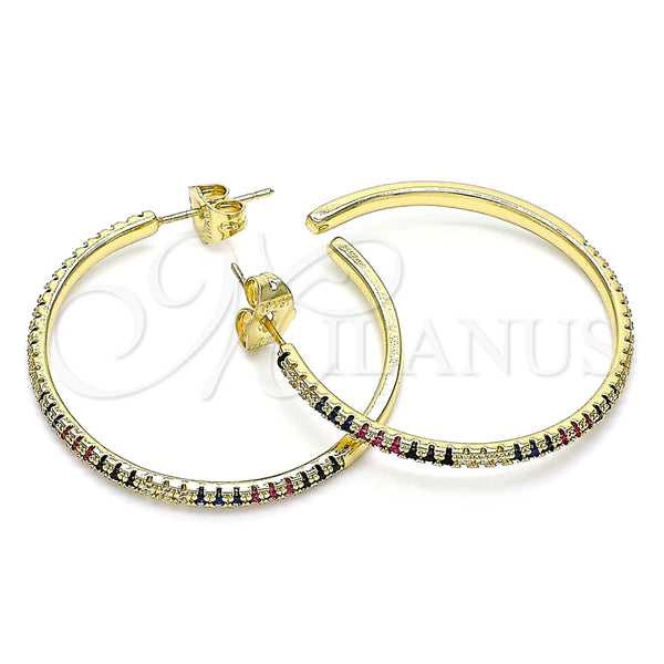 Arete Dormilona 02.156.0539 Oro Laminado, con Multicolor Micro Pave, Pulido, Tono Dorado