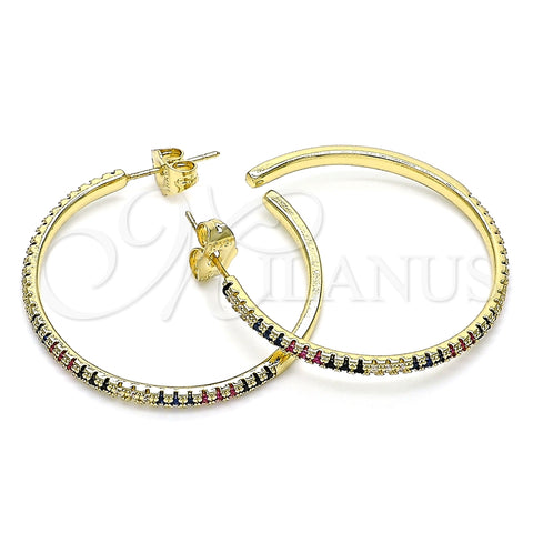 Arete Dormilona 02.156.0539 Oro Laminado, con Multicolor Micro Pave, Pulido, Tono Dorado