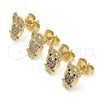 Arete Dormilona 02.156.0546.1 Oro Laminado, Diseño de Búho, con Multicolor Micro Pave, Pulido, Tono Dorado