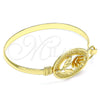 Aro Individual 07.185.0002.1.04 Oro Laminado, Diseño de Flor, Diamantado, Tono Dorado (05 MM Thickness, Size 4 (2.25 Diameter))