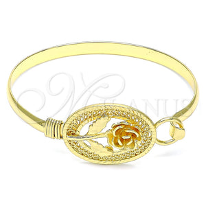 Aro Individual 07.185.0002.1.04 Oro Laminado, Diseño de Flor, Diamantado, Tono Dorado (05 MM Thickness, Size 4 (2.25 Diameter))