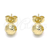 Arete Dormilona 02.100.0058.1 Oro Laminado, Diseño de Hueco, Diamantado, Tono Dorado