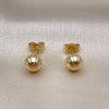 Arete Dormilona 02.100.0058.1 Oro Laminado, Diseño de Hueco, Diamantado, Tono Dorado