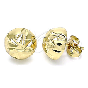 Arete Dormilona 02.100.0117.1 Oro Laminado, Diseño de Bola, Diamantado, Tono Dorado
