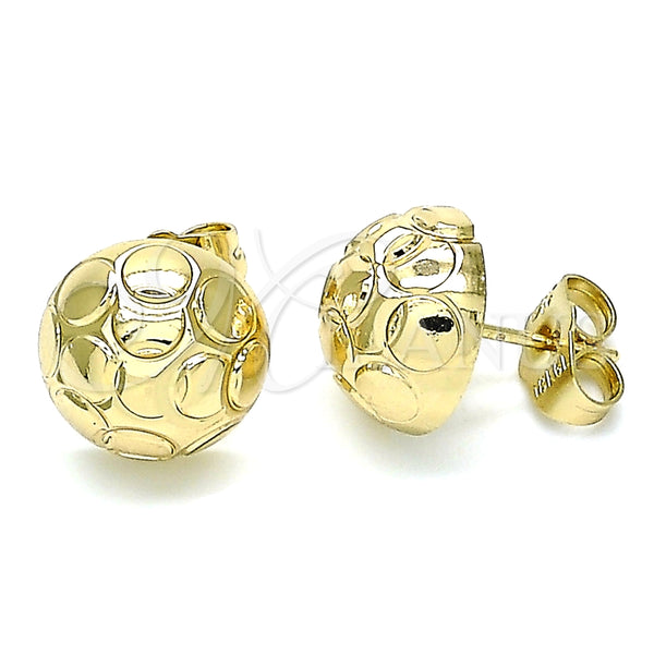Arete Dormilona 02.100.0121 Oro Laminado, Diamantado, Tono Dorado