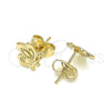 Arete Dormilona 02.100.0126 Oro Laminado, Diseño de Mariposa, Pulido, Tono Dorado