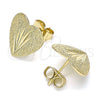 Arete Dormilona 02.100.0127 Oro Laminado, Diseño de Corazón, Diamantado, Tono Dorado