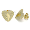Arete Dormilona 02.100.0127 Oro Laminado, Diseño de Corazón, Diamantado, Tono Dorado