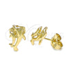 Arete Dormilona 02.100.0128 Oro Laminado, Diseño de Delfín, Pulido, Tono Dorado