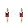 Argolla Huggie 02.210.0483.4.15 Oro Laminado, con Granate Zirconia Cubica and Blanca Micro Pave, Pulido, Tono Dorado