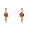 Argolla Huggie 02.210.0484.4.15 Oro Laminado, con Granate Zirconia Cubica and Blanca Micro Pave, Pulido, Tono Dorado
