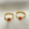 Argolla Huggie 02.210.0484.4.15 Oro Laminado, con Granate Zirconia Cubica and Blanca Micro Pave, Pulido, Tono Dorado