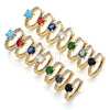 Argolla Huggie 02.210.0484.4.15 Oro Laminado, con Granate Zirconia Cubica and Blanca Micro Pave, Pulido, Tono Dorado
