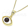 Collares con Dije 04.351.0027.1.20 Oro Laminado, Diseño de Ojo Griego, Pulido, Tono Dorado (02 MM Thickness, 20 Inches Length)