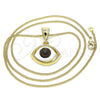 Collares con Dije 04.351.0027.1.20 Oro Laminado, Diseño de Ojo Griego, Pulido, Tono Dorado (02 MM Thickness, 20 Inches Length)