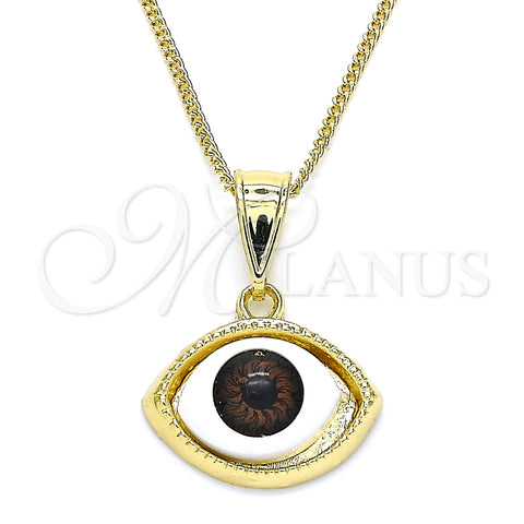 Collares con Dije 04.351.0027.1.20 Oro Laminado, Diseño de Ojo Griego, Pulido, Tono Dorado (02 MM Thickness, 20 Inches Length)