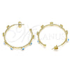 Argolla Mediana 02.213.0219.1.30 Oro Laminado, Diseño de Ojo Griego, Esmaltado Blanco, Tono Dorado