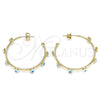 Argolla Mediana 02.213.0219.1.30 Oro Laminado, Diseño de Ojo Griego, Esmaltado Blanco, Tono Dorado