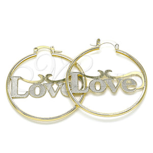 Argolla Mediana 02.213.0221.40 Oro Laminado, Diseño de Con Nombre y Amor, Pulido, Tono Dorado